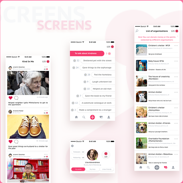 Kind In Me app screens